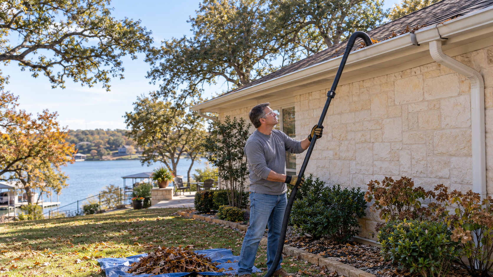 Featured image for the article: How to Clean Your Gutters Safely in De Cordova, TX (and When to Stop)
