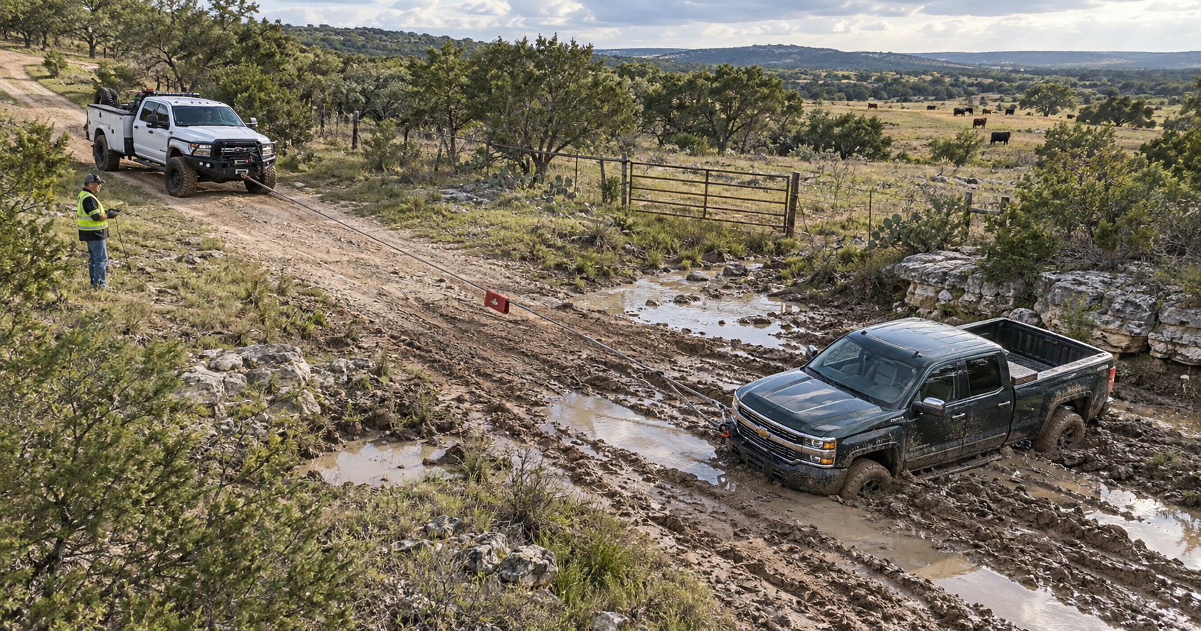 Stuck on a Ranch Road Near Goldthwaite, TX? Winch-Out and Off-Road Recovery